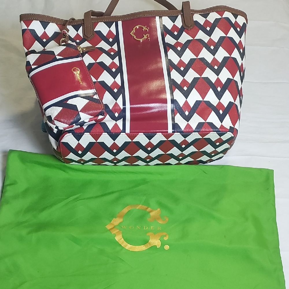 C. Wonder Red and White Chevron Tote Bag
